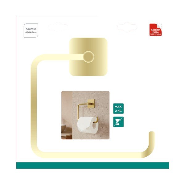 Porta carta igienica senza foratura oro opaco in metallo Fixeo – douceur d'intérieur-image-1