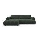 Divano angolare verde allungabile e con contenitore (penisola a sinistra/chaise lounge) con rivestimento in ciniglia Fuji – Bobochic Paris