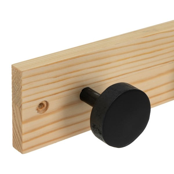Attaccapanni da parete nero/di colore naturale in pino massiccio 40 cm Anillos – Casa Selección-image-1