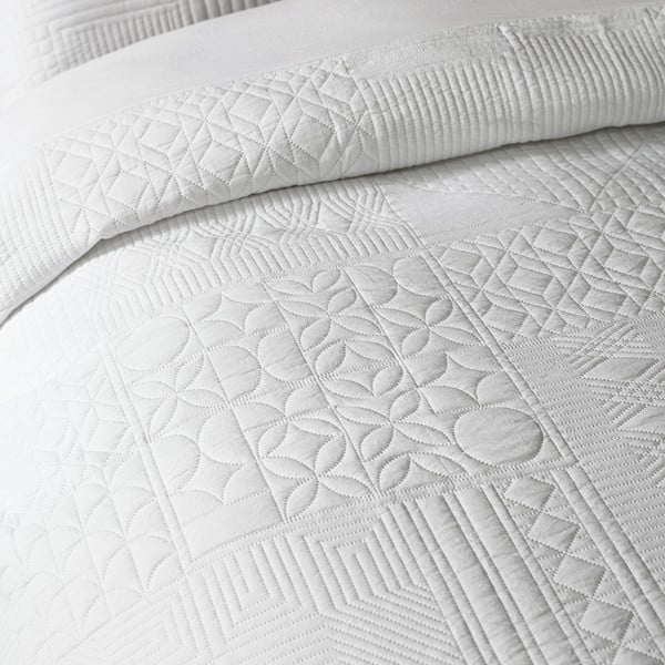 Set copripiumino e federa bianco per letto matrimoniale e per letto esteso 230x220 cm Folkstone Geo – Catherine Lansfield-image-3