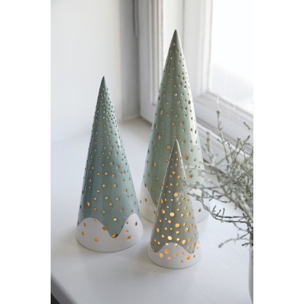 Portacandele natalizio turchese in bone china, altezza 25,5 cm Nobili - Kähler Design-image-1