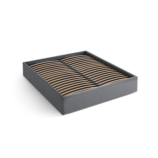 Letto matrimoniale imbottito grigio con contenitore/senza testiera con rete inclusa 160x200 cm Susan – Micadoni 