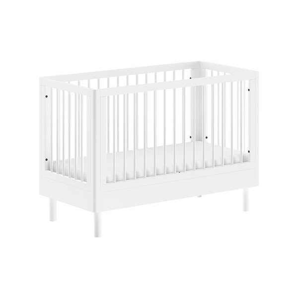 Lettino bianco in faggio massiccio con altezza regolabile 60x120 cm Forrest – Vipack