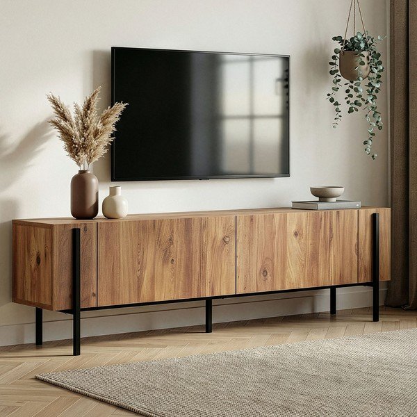 Mobile TV di colore naturale con effetto pino 180x45x30 cm Nexus – Kalune Design-image-2