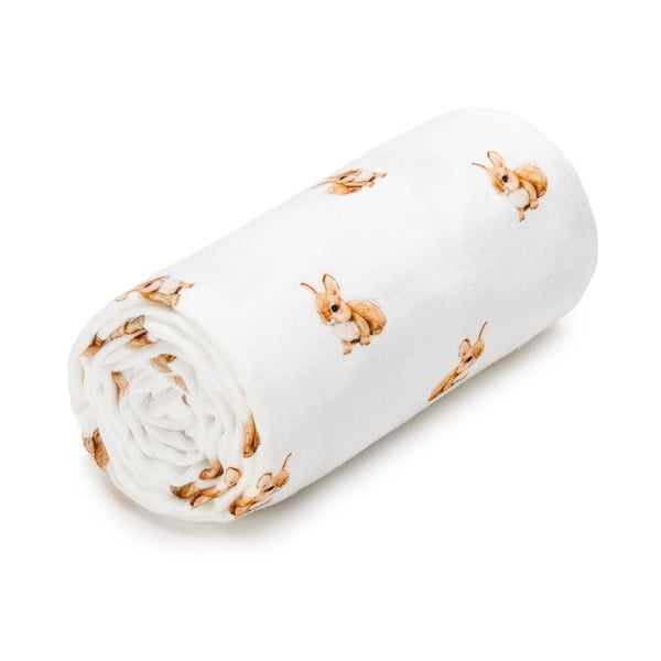 Asciugamano per bambini in mussola bianca 100x120 cm Bunny - T-TOMI