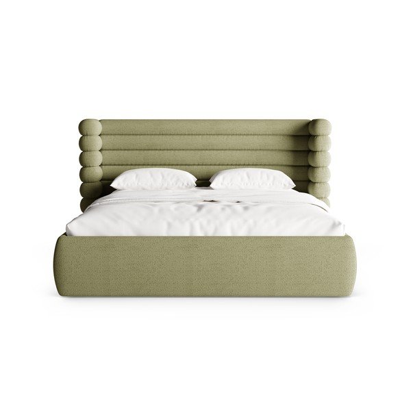 Letto matrimoniale imbottito verde con contenitore con rete inclusa 160x200 cm Mount – Micadoni -image-4