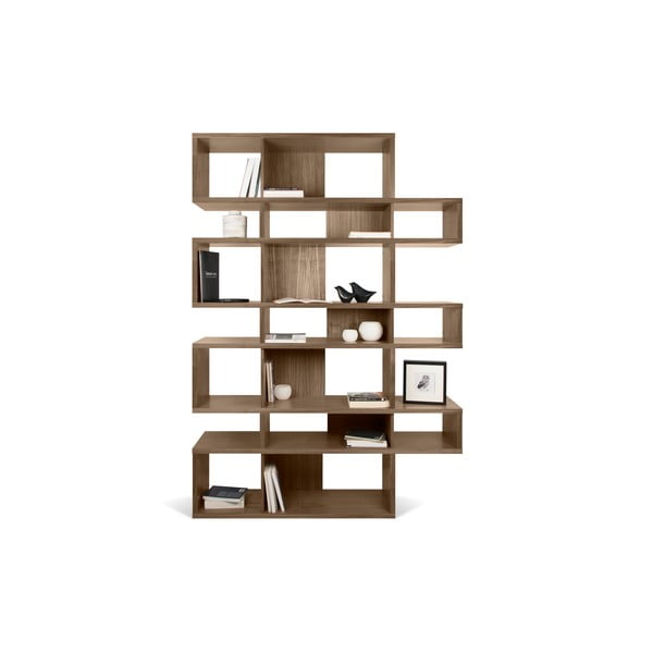 Libreria in legno di noce decorato Londra, altezza 220 cm - TemaHome-image-2
