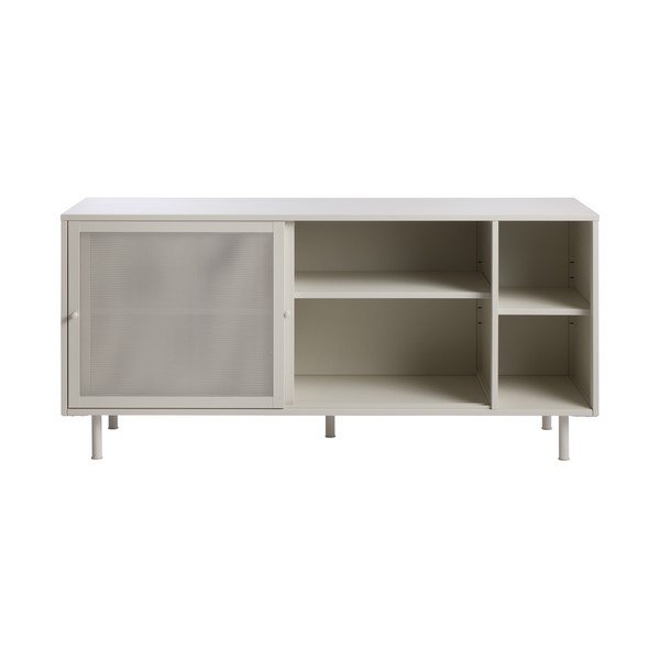 Cassettiera grigia in metallo con porte scorrevoli 160x75x47 cm Veep – Unique Furniture-image-2