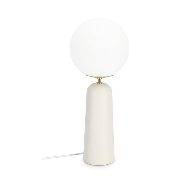 Lampada da tavolo bianca in metallo con paralume in vetro (altezza totale 51 cm) Delphine – Bizzotto