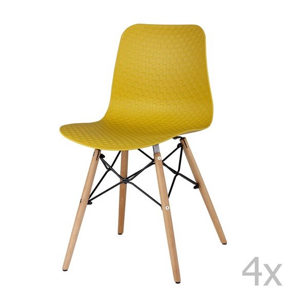 Set di 4 sedie da pranzo gialle Tina - sømcasa