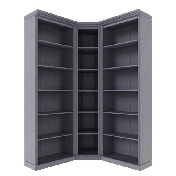 Libreria grigia in pino massiccio 85x219x56 cm Anita – Støraa-image-4