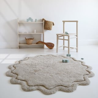 Tappeto rotondo beige in cotone lavabile e tessuto a mano ø 110 cm Sweet April Lin – Nattiot
