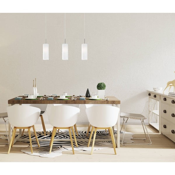 Lampadario bianco/argentato con paralume in vetro TROY 3 – EGLO-image-4