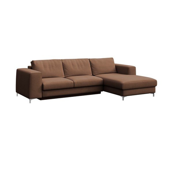 Divano angolare marrone allungabile e con contenitore (con penisola a destra e chaise lounge) rivestito in velluto Rene – Rodier-image-2