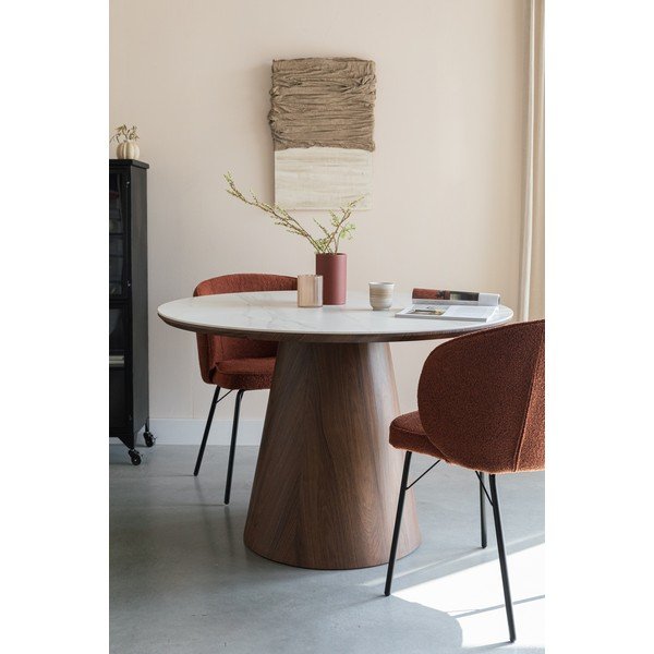 Tavolo da pranzo rotondo con piano in pietra ø 115 cm Almira – White Label-image-1