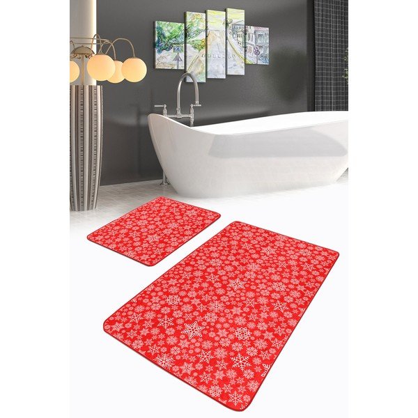 Tappetini da bagno rossi in set da 2 60x100 cm - Mila Home-image-2