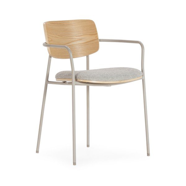 Set di sedie da pranzo grigio chiaro/di colore naturale in imbottito con braccioli Nour – MOME