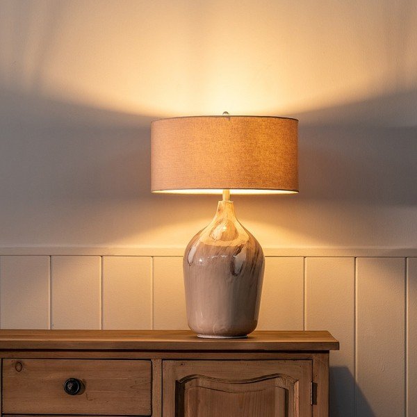 Lampada da tavolo beige con paralume in tessuto (altezza 66 cm) - Ixia-image-1