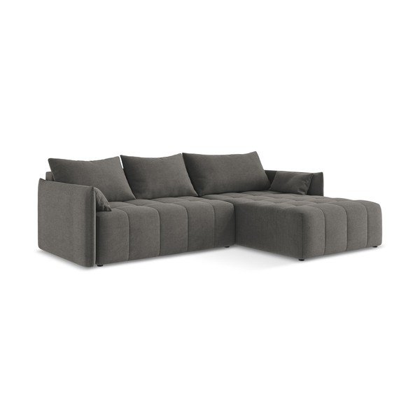 Divano angolare grigio scuro allungabile/con contenitore (con penisola a destra/con chaise lounge) Moku – Makamii-image-1