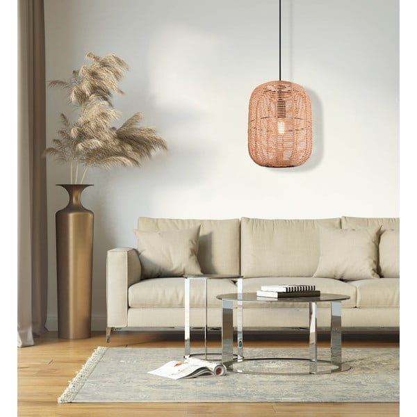 Lampadario marrone chiaro con paralume in tessuto ø 35 cm Runa - Trio-image-3