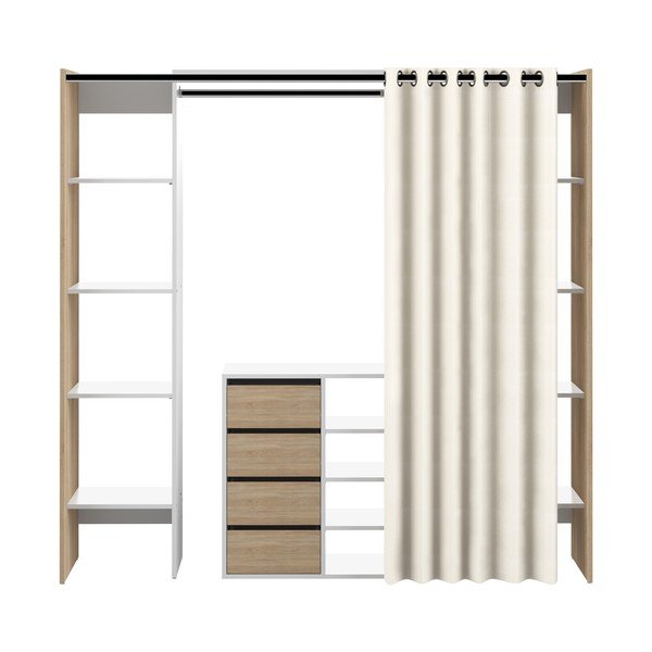 Armadio bianco e beige in rovere 185x182 cm Tom - TemaHome
