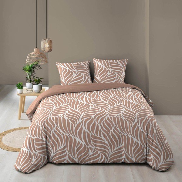 Set copripiumino e federa rosa polveroso in cotone per letto matrimoniale/per letto esteso 3 pezzi 240x220 cm Morgane – douceur d'intérieur