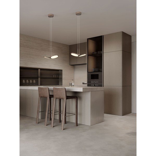 Lampadario LED oro opaco in alluminio con intensità regolabile ø 32,5 cm Vea – Nova Luce-image-1