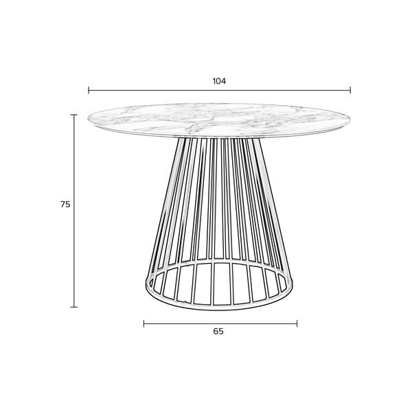 Tavolo da pranzo rotondo con piano in marmo ø 110 cm Floris - White Label-image-4