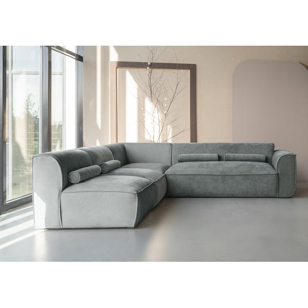 Divano angolare componibile in verde chiaro (con penisola a sinistra) Flex Felix – Miuform-image-1