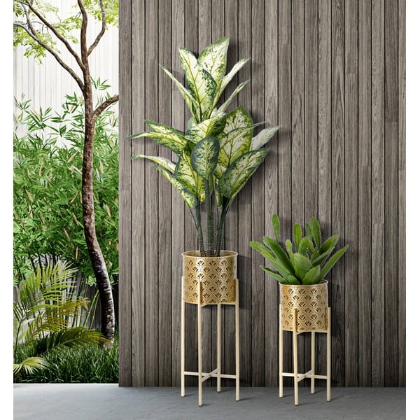 Set di 2 portavasi in oro, altezza 52 cm Golvy - Mauro Ferretti-image-1