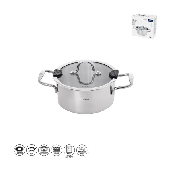 Casseruola in acciaio inox con coperchio incluso 1,2 l Venice – Orion-image-3