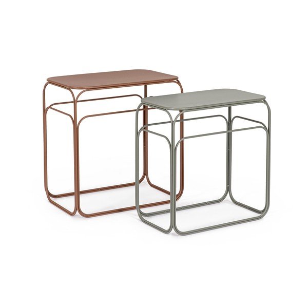 Set di tavoli consolle grigi/color terracotta in metallo 2 pz 36x56 cm Clarity – Bizzotto