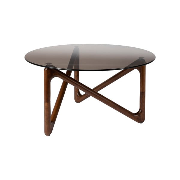Tavolino da salotto rotondo marrone con piano in vetro ø 80 cm Naia – Dutchbone