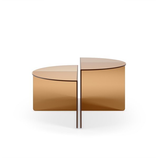 Set di tavolini da salotto rotondi marroni in vetro 2 pz ø 80 cm Velta – MOME-image-3