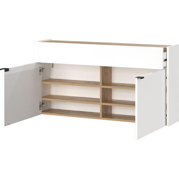 Armadietto bianco con effetto rovere 110x57x22 cm Ameca – Germania-image-3