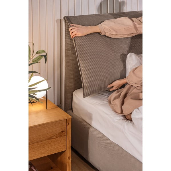 Letto matrimoniale imbottito grigio tortora con contenitore con rete inclusa 180x200 cm Myra Pillow – Bonami Selection-image-3