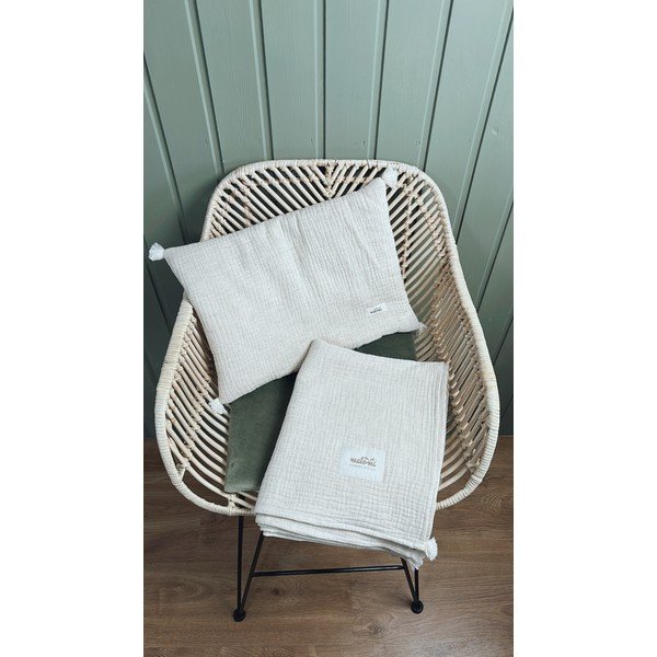 Set di coperte e cuscini in mussola color crema per neonati 100x130 cm Muslin Linen - Malomi Kids-image-4