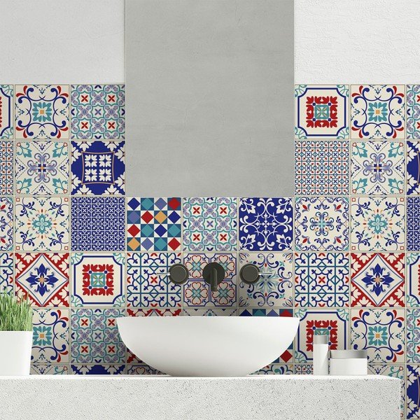 Set di 24 decalcomanie murali Piastrelle di cemento Azulejos Sofiana, 10 x 10 cm - Ambiance-image-1