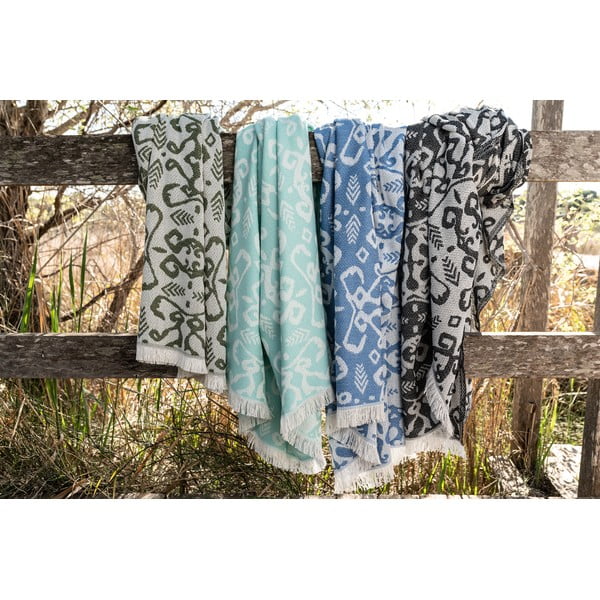 Plaid verde scuro con cotone Lino estivo, 140 x 180 cm Mykonos - Euromant-image-4