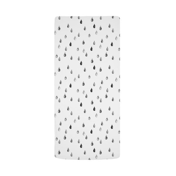 Lenzuolo con angoli per bambini bianco e nero in raso di cotone per culla 60x120 cm Bunnies in the Rain – Butter Kings
