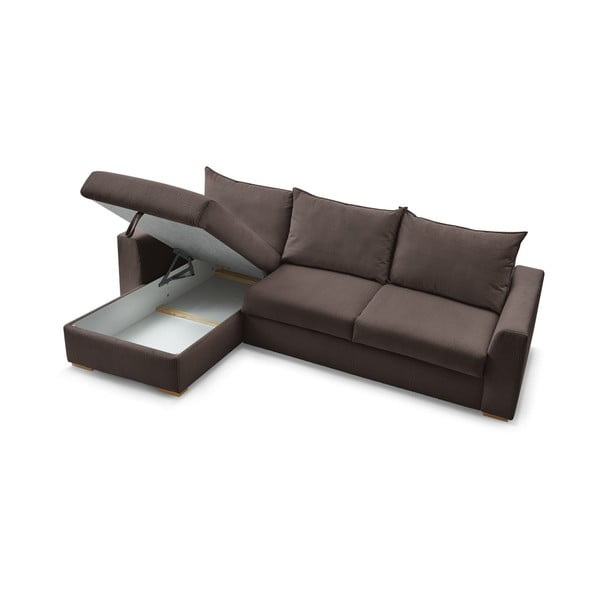 Divano angolare marrone allungabile (con composizione variabile) con rivestimento in velluto a coste Augustin – Bobochic Paris-image-4