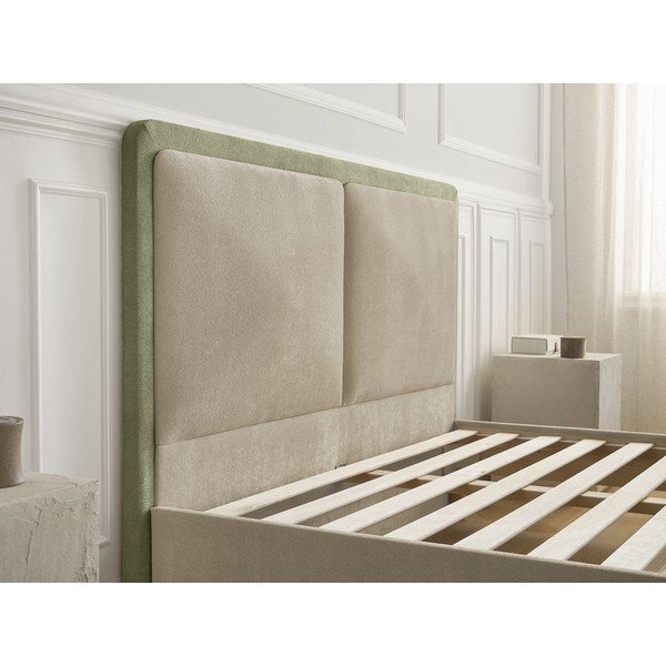 Letto matrimoniale imbottito beige imbottito con rete inclusa 180x200 cm Mara – Bobochic Paris-image-4