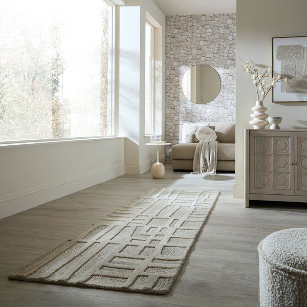 Passatoia greige in lana tessuta a mano 80x300 cm Elva  – Flair Rugs-image-1