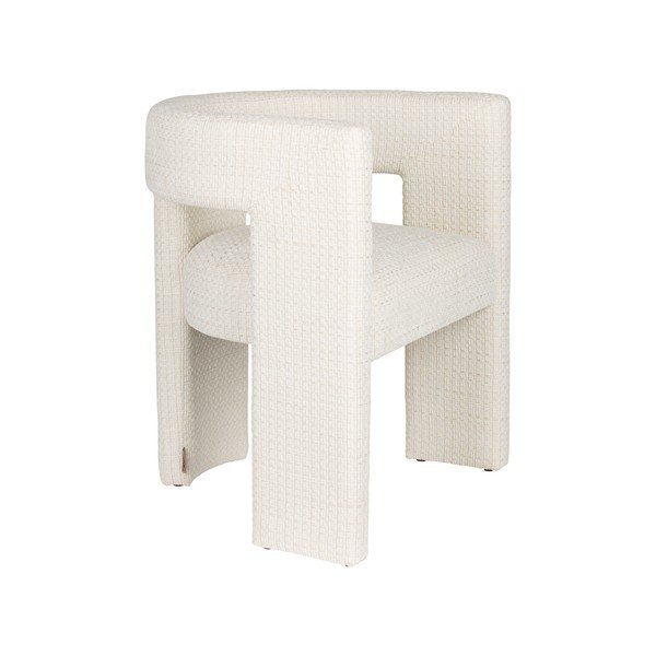 Sedia da pranzo color crema in imbottito con braccioli Medina – Dutchbone