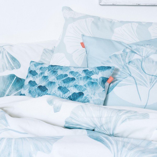 Copripiumino in cotone bianco e blu per letto singolo 140x200 cm Ginkgo - Blanc-image-4