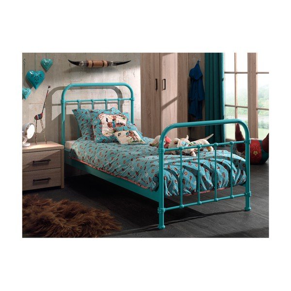 Letto per bambini in metallo verde menta , 90 x 200 cm New York - Vipack-image-1