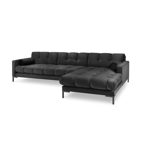 Divano angolare in velluto grigio scuro, angolo destro Bali - Cosmopolitan Design-image-2