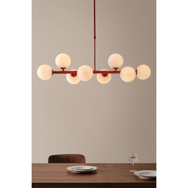 Plafoniera rossa/bianca in vetro opale 30x104 cm Ekman – Jotex-image-1