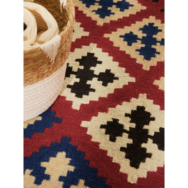 Tappeto rosso in lana reversibile/tessuto a mano 120x170 cm Kamal Rami – Nouristan-image-3