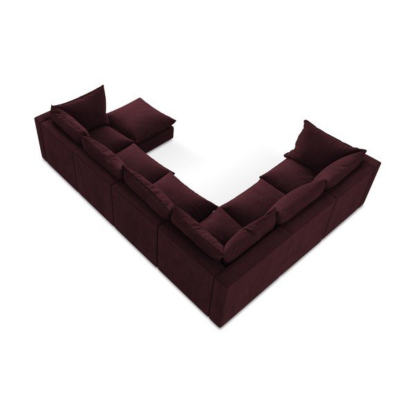 Divano angolare burgundy (con penisola a sinistra/a U) Manao – Makamii-image-3